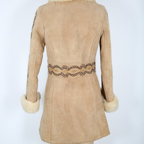 Penny Lane Coat, Sheepskin Coat, Embroidered Coat, Boho, Bohemian, Winter Coat - Picture 4 of 5